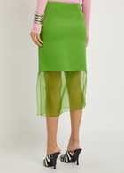 Khaite Sybil Layered Effect Satin Skirt Green