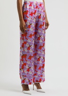 Bernadette Louis Floral-print Silk-satin Trousers Red