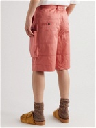 Isabel Marant - Frayis Wide-Leg Belted Cotton-Satin Cargo Shorts - Orange
