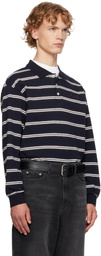 Dunst Navy Stripe Collared Polo