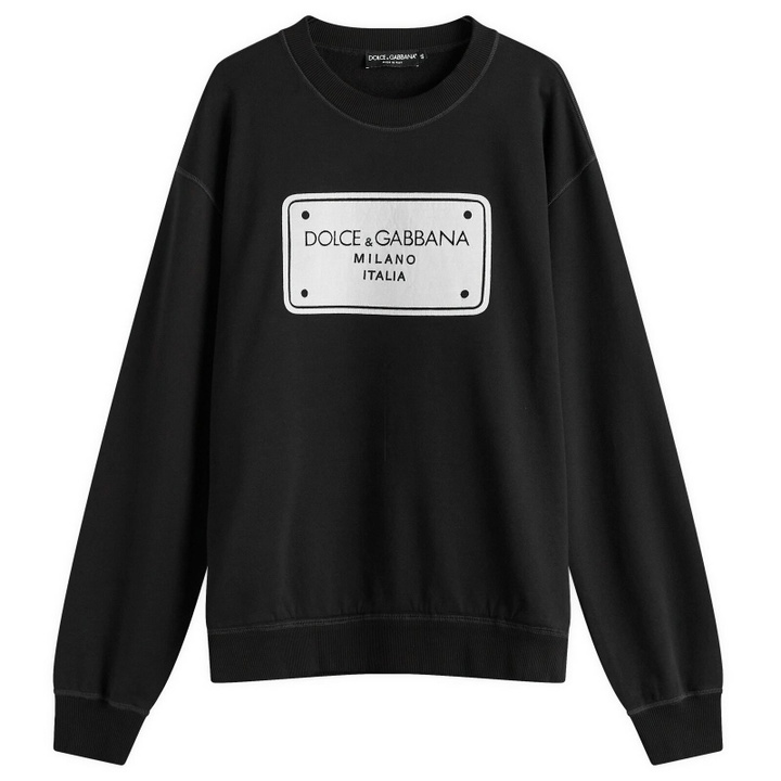 Photo: Dolce & Gabbana Men's Badge Print Crew Neck Sweatshirt in Black