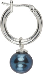 Hatton Labs SSENSE Exclusive Silver & Blue Pearl Hoop Single Earring