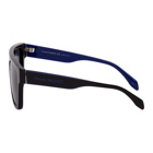 Alexander McQueen Black and Blue Selvedge Flat Top Sunglasses