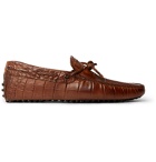 Tod's - Gommino Croc-Effect Leather Driving Shoes - Brown