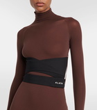 Alaïa Belted jersey turtleneck maxi dress