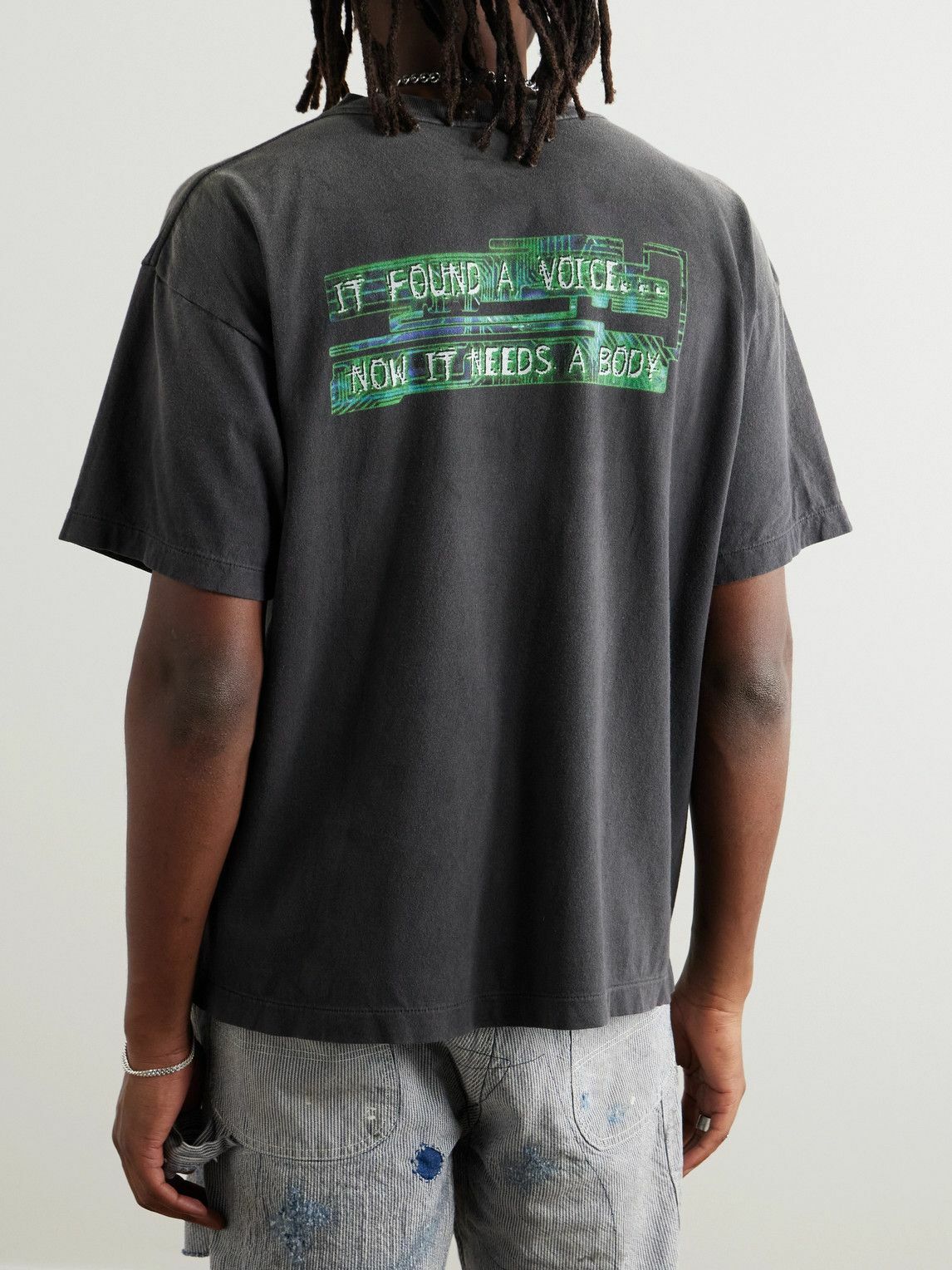 【未使用】 s Cotton Jersey T-Shirt Buy Black/Blue/White Japanese Relaxed Fit Graphic Print