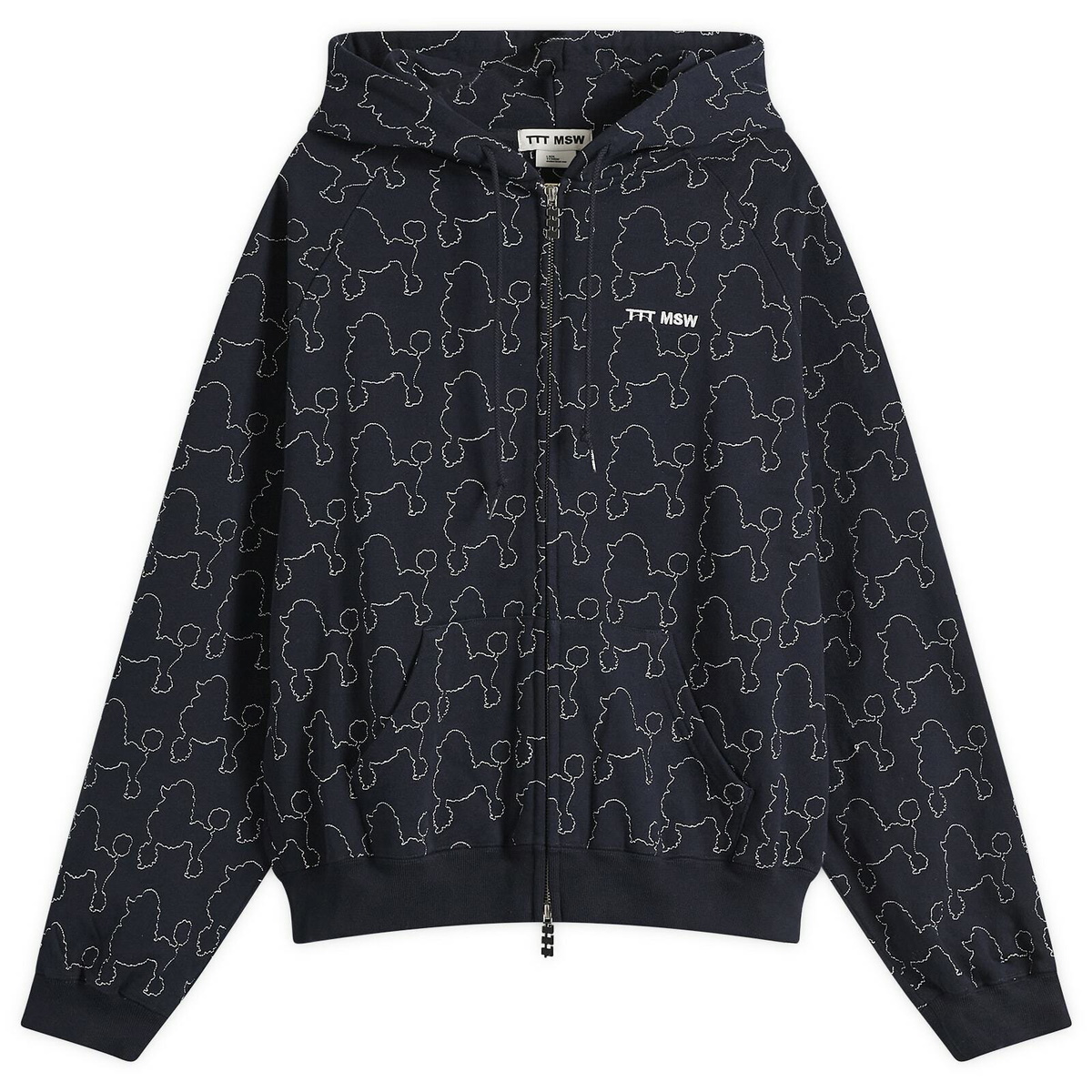 TTT MSW Men's Dog Embroidery Zip Hoodie in Navy
