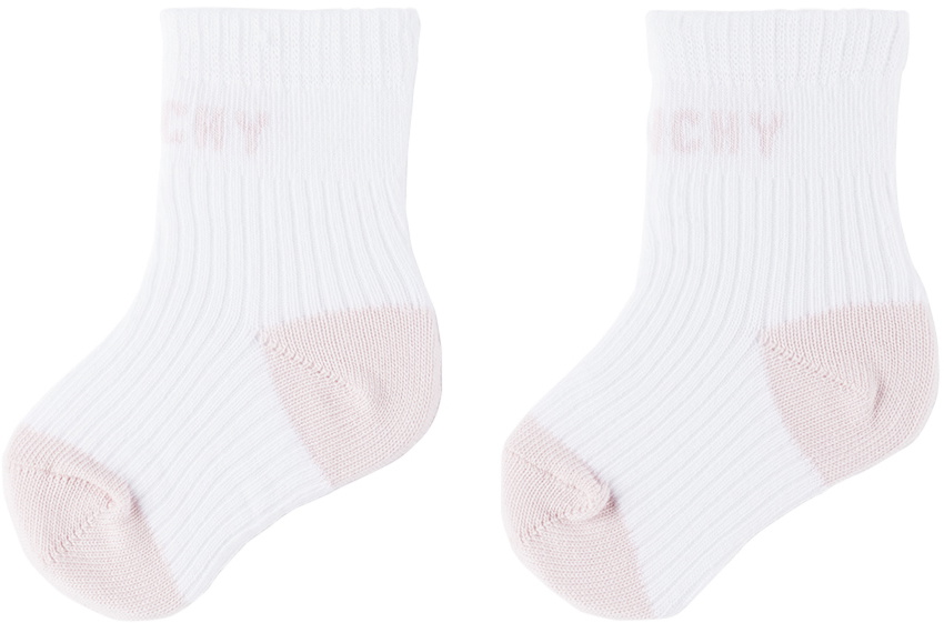 Givenchy Two-Pack Baby White & Pink Logo Socks