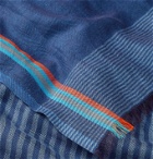 Paul Smith - Fringed Striped Cotton-Twill Scarf - Blue