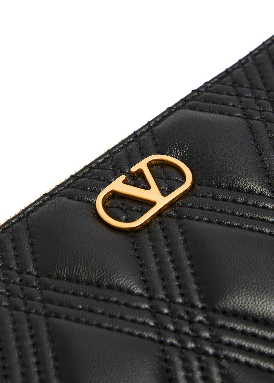 Valentino Garavani Quiltie 67 Medium Leather Pouch - Black - One Size ...
