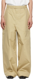 Hed Mayner Beige Cotton Belted Trousers