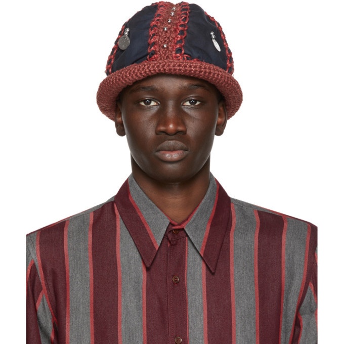 Photo: Nicholas Daley Black and Red Handknit Bucket Hat