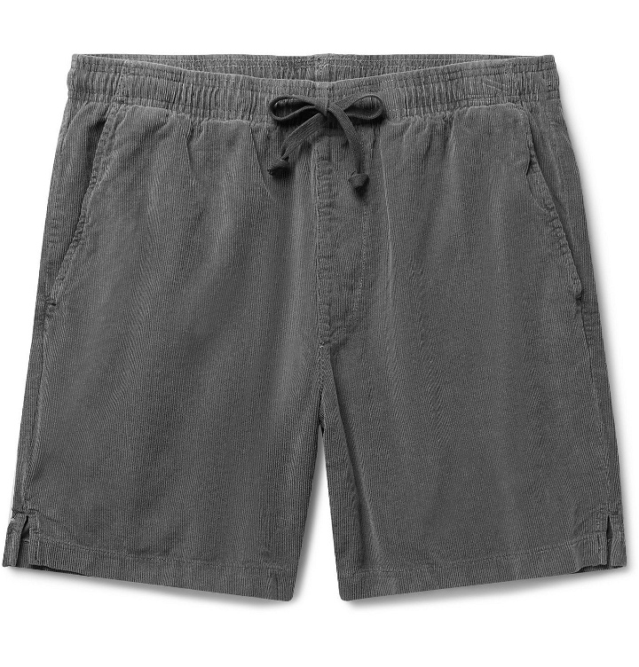 Photo: Save Khaki United - Easy Cotton-Corduroy Drawstring Shorts - Gray