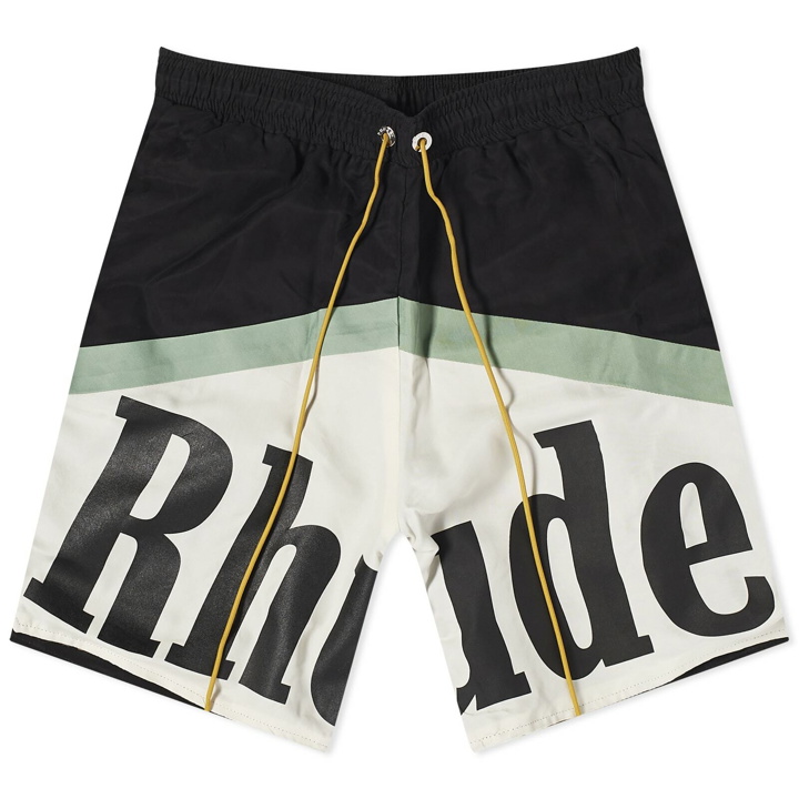Photo: Rhude Men's Awakening Shorts in Black/Green/Creme
