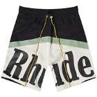 Rhude Men's Awakening Shorts in Black/Green/Creme
