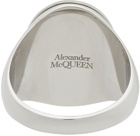 Alexander McQueen Silver & Black Signet Skull Ring