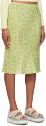 Maison Kitsuné Green Bias Midi Skirt
