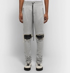 AMIRI - MX1 Slim-Fit Tapered Panelled Loopback Cotton-Jersey Biker Sweatpants - Light gray