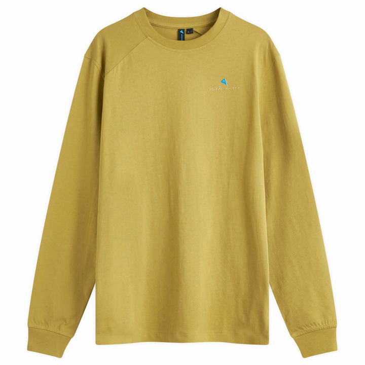 Photo: Klättermusen Men's Long Sleeve Root Logo T-Shirt in Meadow Green