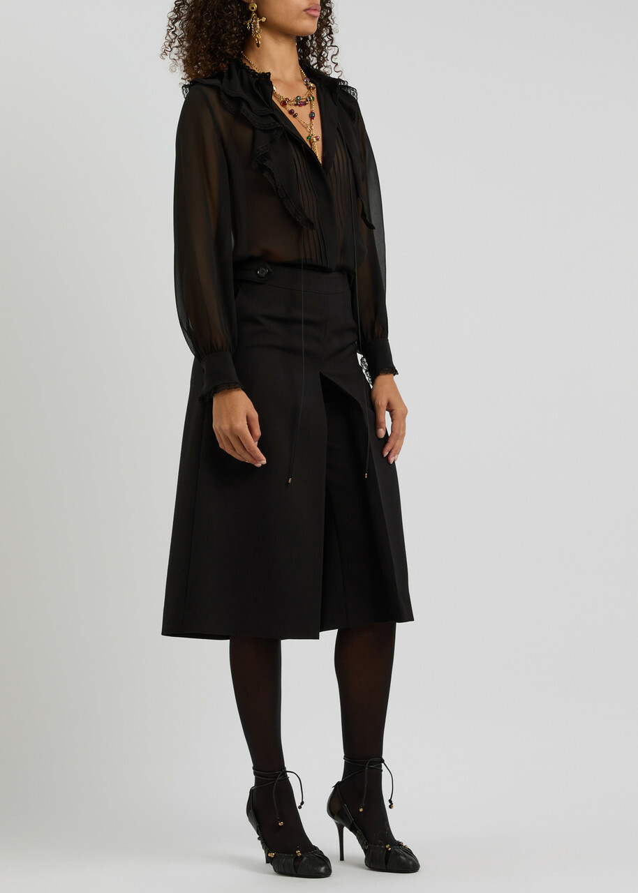 Chloe Ruffled Silk-chiffon Blouse Black