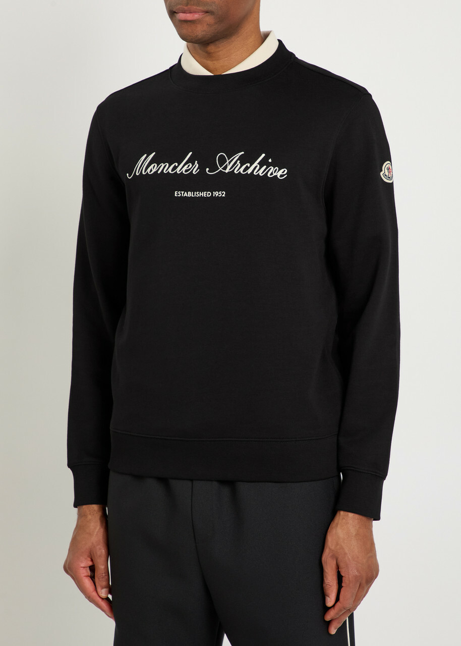 Moncler Logo-embroidered Cotton-blend Sweatshirt Black