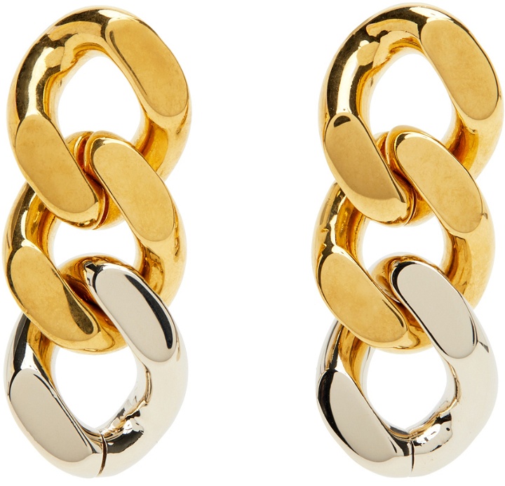 Photo: Saint Laurent Gold Three Curb Chain Links Earrings