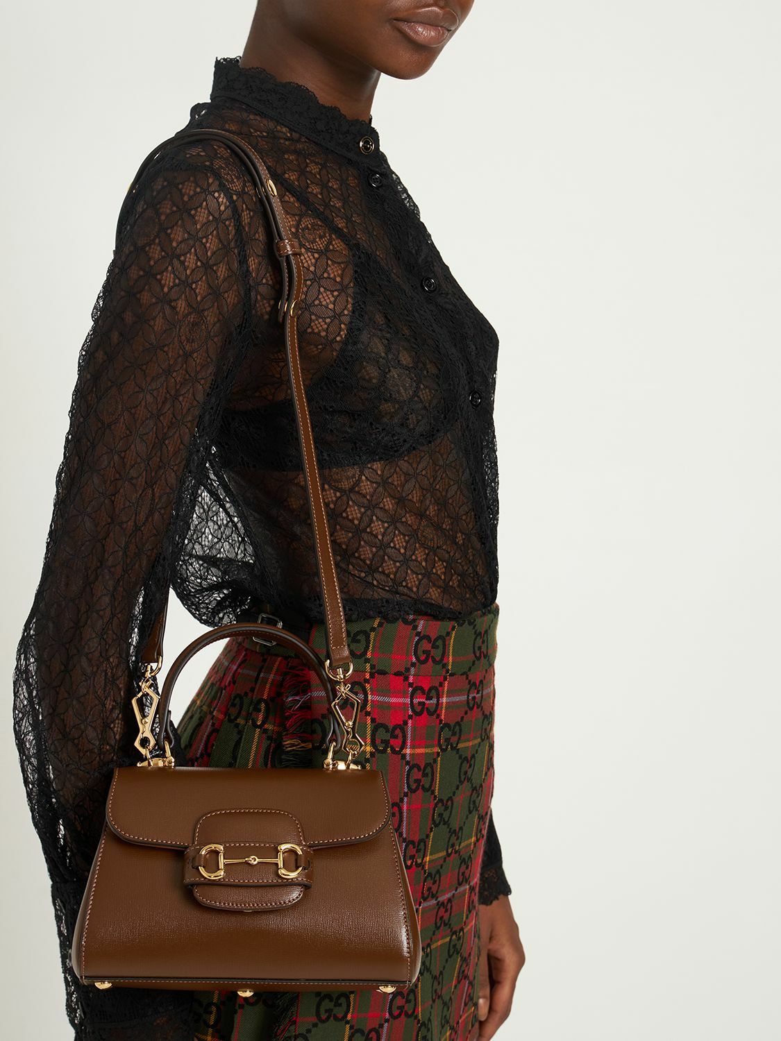 GUCCI - 1955 Horsebit Leather Top Handle Bag