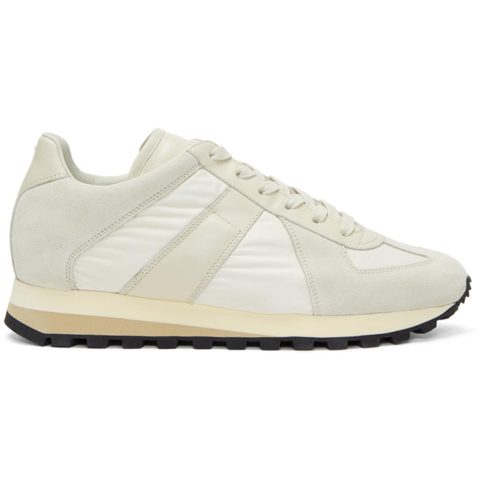 Photo: Maison Margiela Beige Retro Trainer Sneakers