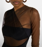 Nensi Dojaka Cutout ruched sheer bodysuit