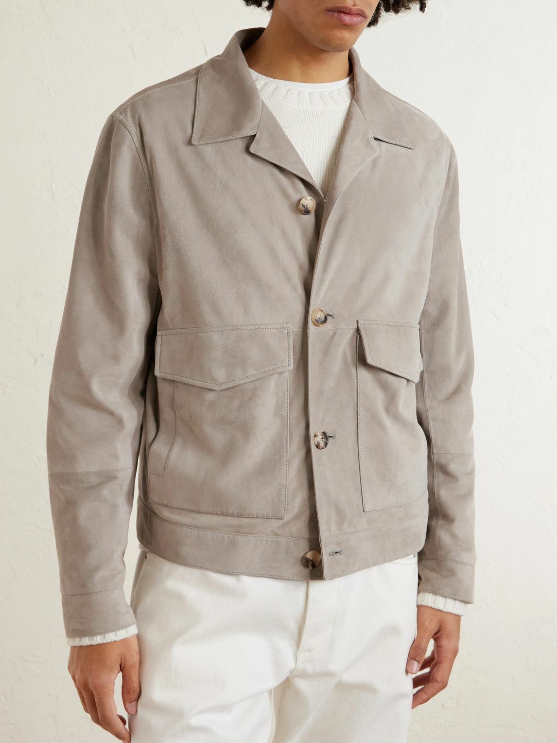 Brunello Cucinelli - Suede Blouson Jacket - Gray