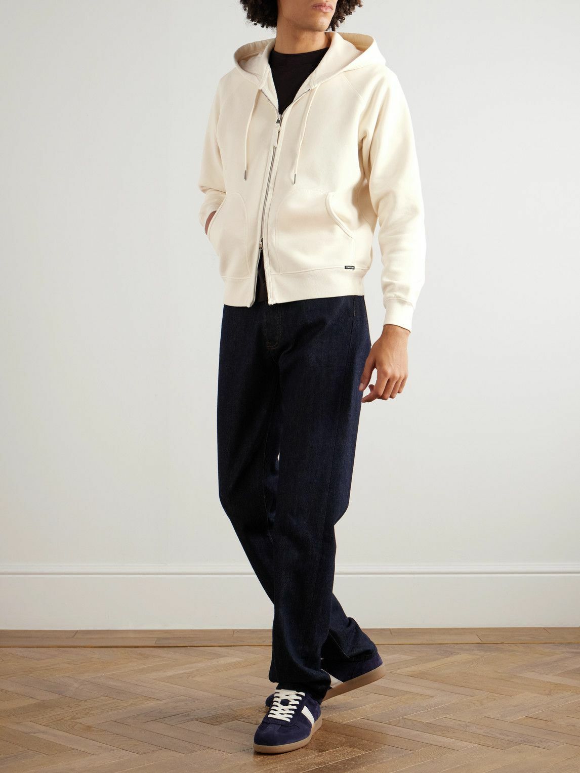 TOM FORD - Slim-Fit Cotton-Jersey Zip-Up Hoodie - Neutrals