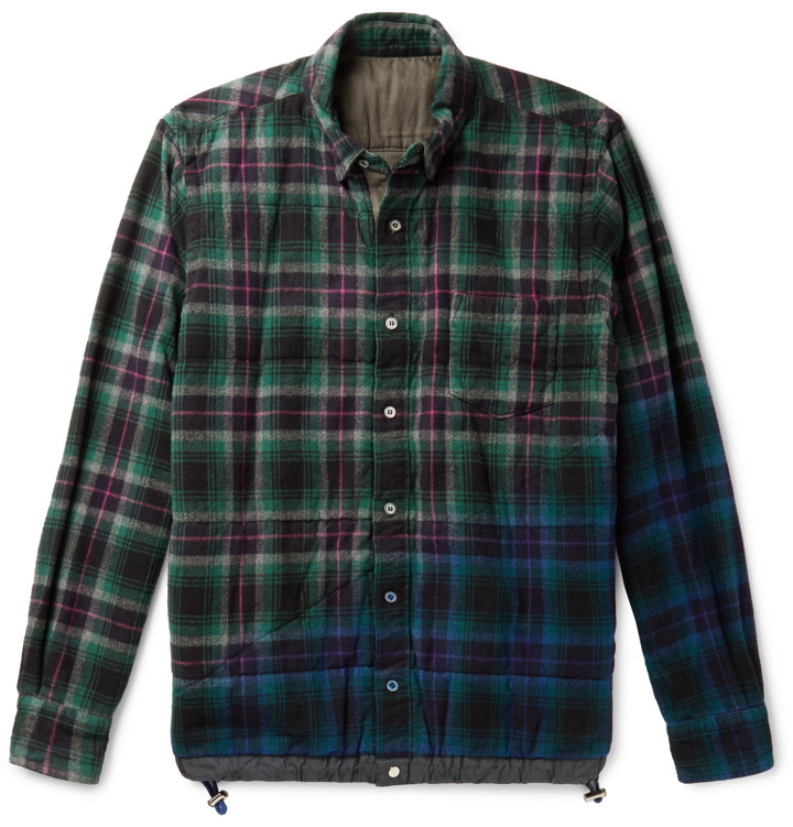 Photo: Sacai - Checked Cotton-Flannel Overshirt - Green