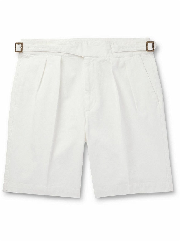 Photo: Rubinacci - Straight-Leg Pleated Cotton-Twill Shorts - White