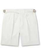 Rubinacci - Straight-Leg Pleated Cotton-Twill Shorts - White
