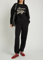 Anine Bing Miles Logo-appliquéd Cotton Sweatshirt Black