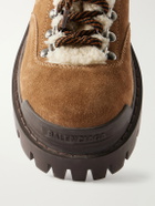 Balenciaga - Shearling-Trimmed Suede Boots - Brown