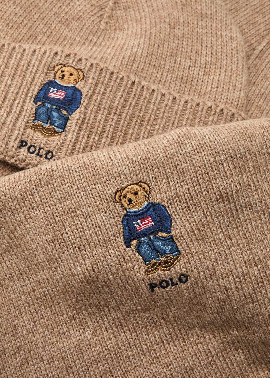 Polo Ralph Lauren Bear-embroidered Beanie and Scarf set - Brown - One Size