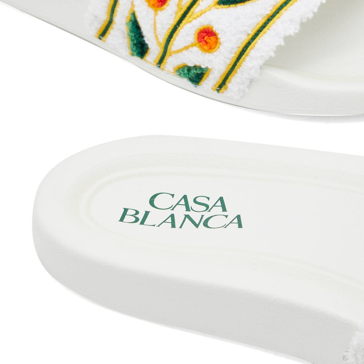 Casablanca Women's Embroidered Terry Slides in White