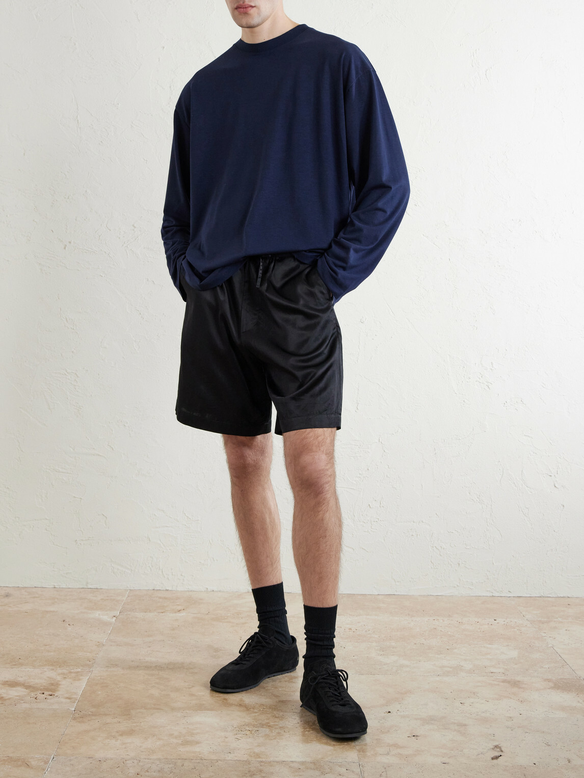 ATON - Wool Long-Sleeved T-Shirt - Blue