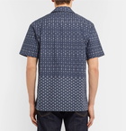 Mr P. - Camp-Collar Printed Cotton-Poplin Shirt - Men - Navy