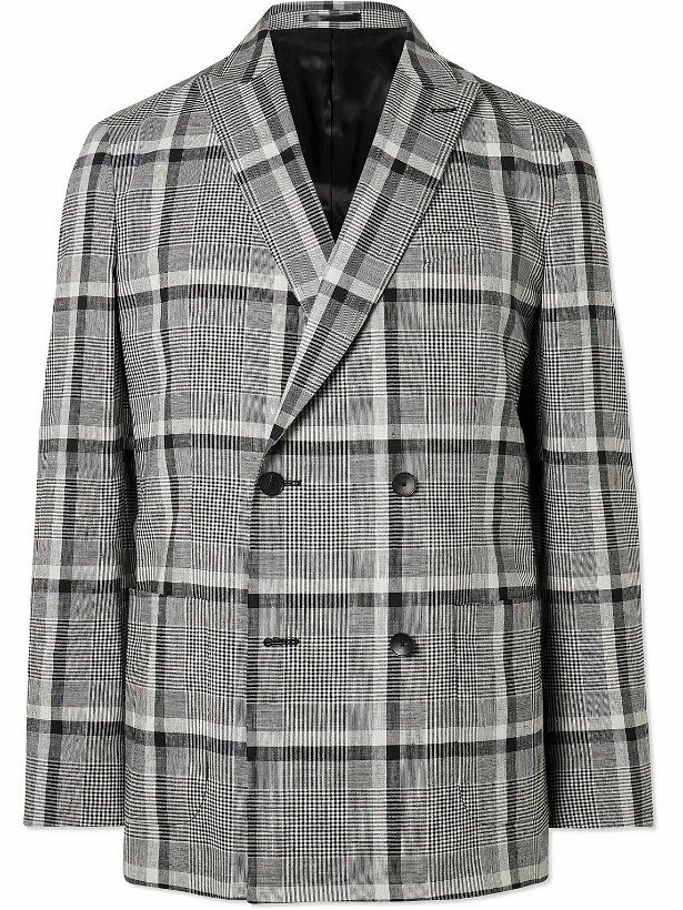Photo: Mr P. - Double-Breasted Checked Linen-Blend Blazer - Black
