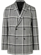 Mr P. - Double-Breasted Checked Linen-Blend Blazer - Black