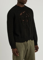Alexander Mcqueen Distressed Skull Cotton Jumper Black
