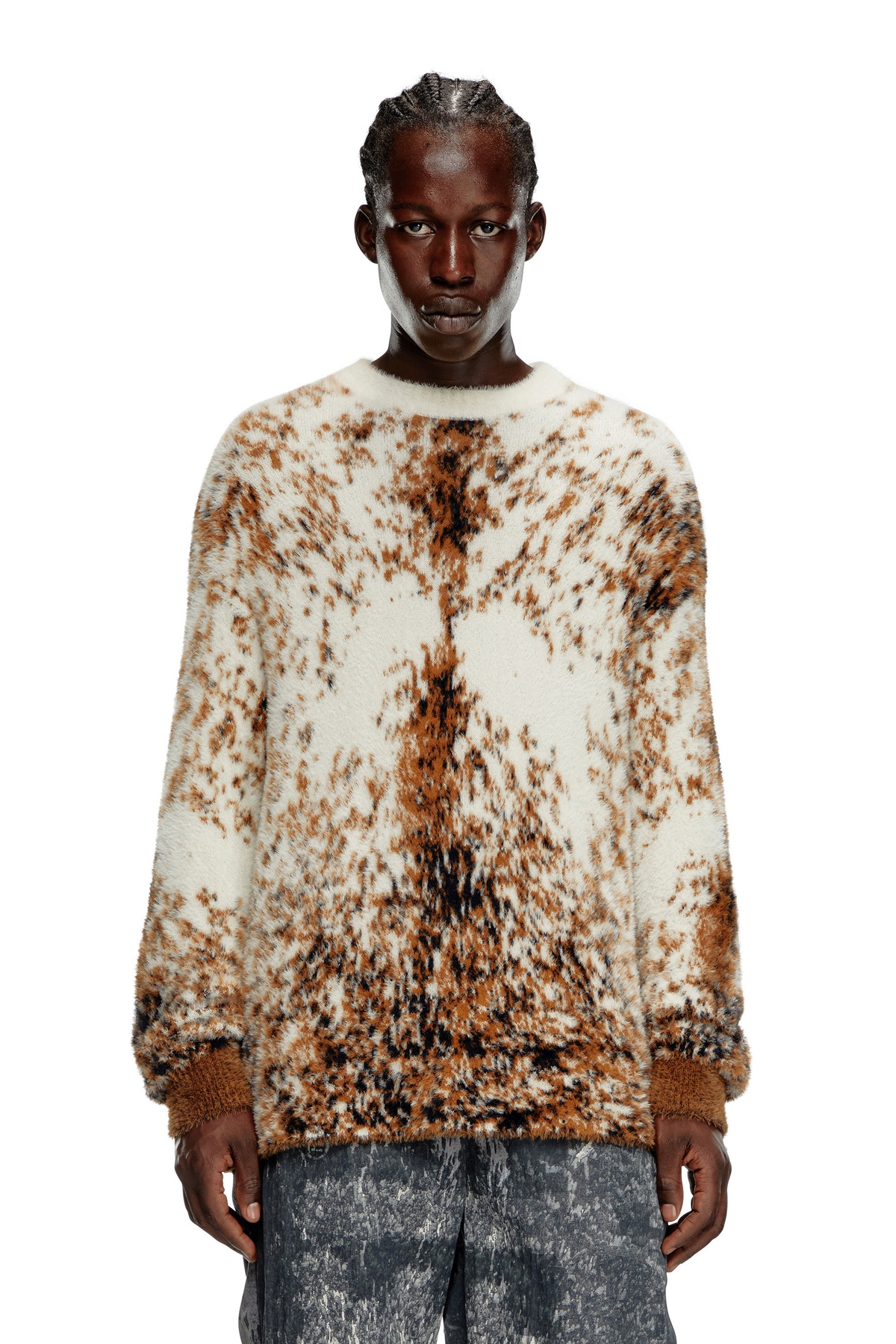 Diesel Fluffy jumper with animalier pattern - Knitwear Mens in