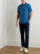 Sunspel - Indigo-Dyed Cotton-Piqué Polo Shirt - Blue