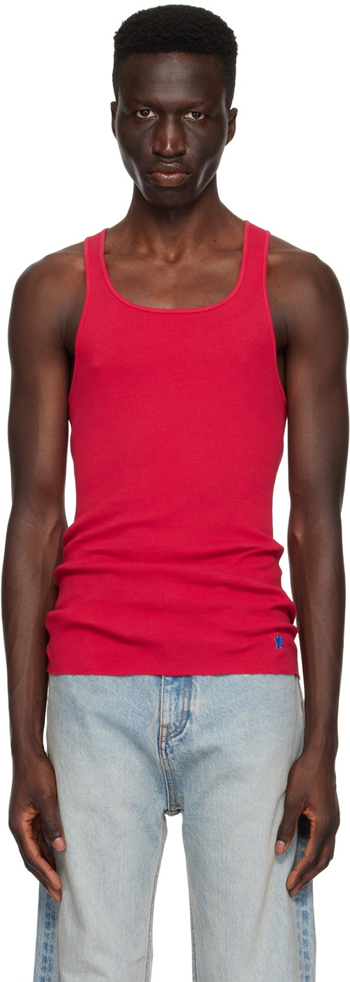 GREG ROSS Red Raw Edge Tank Top