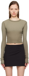 COTTON CITIZEN Khaki Verona Crop Long Sleeve T-Shirt