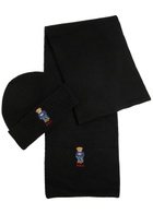 Polo Ralph Lauren Bear Knitted Beanie and Scarf set - Black - One Size
