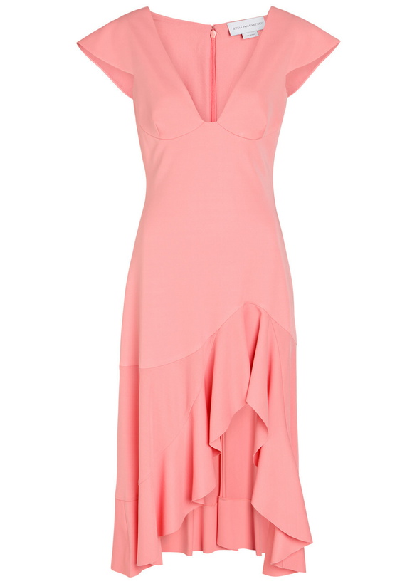 Photo: Stella Mccartney Frill Asymmetric Woven Midi Dress Light Pink