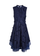 3.1 Phillip Lim Floral-embroidered Fringed Cotton Midi Dress Navy